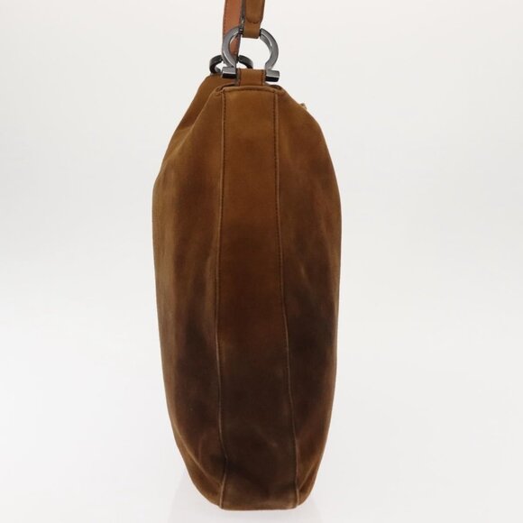 Salvatore Ferragamo Gancini Shoulder Bag Suede Brown Auth - Picture 12 of 16